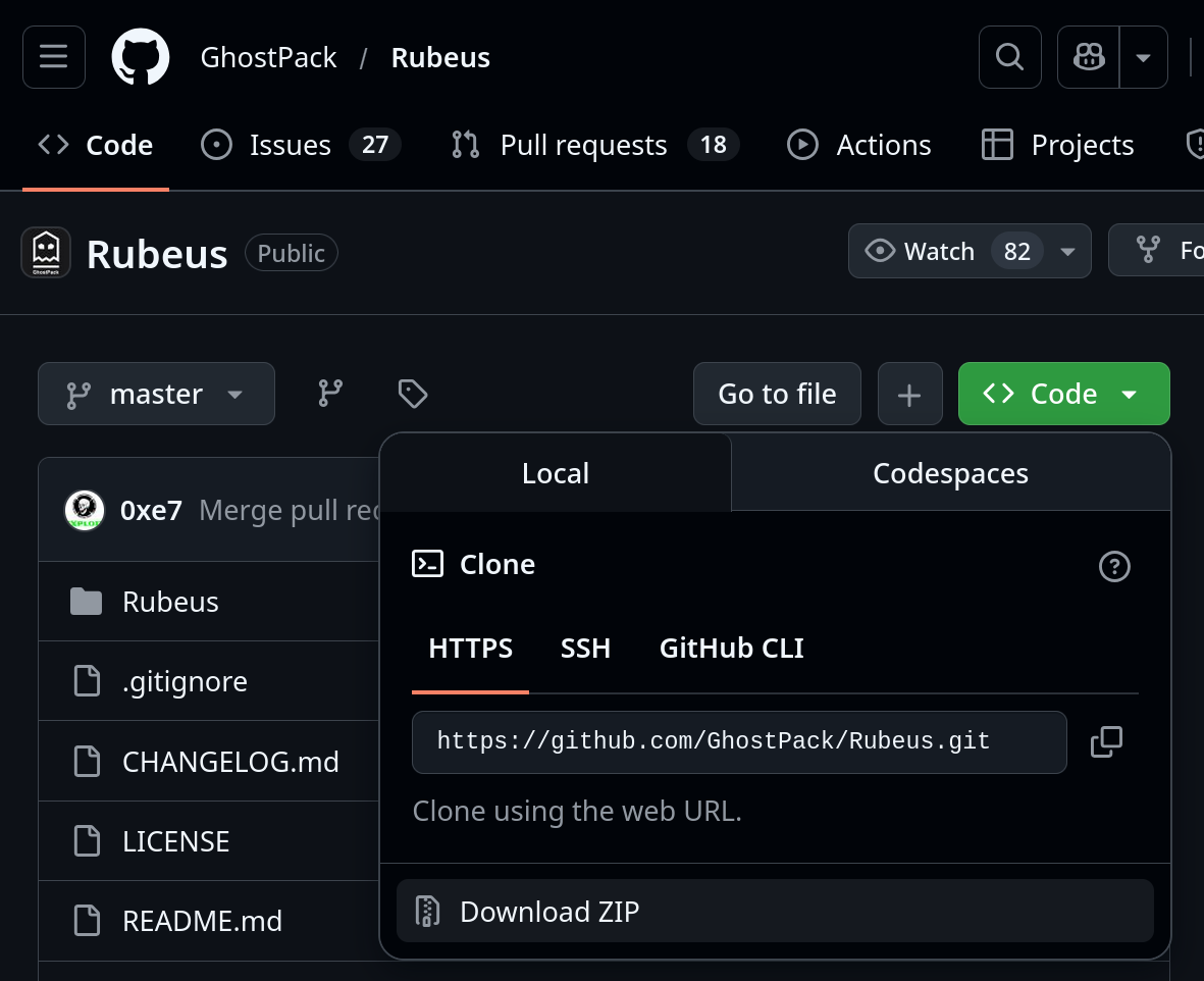 Screenshot of Downloading ZIP