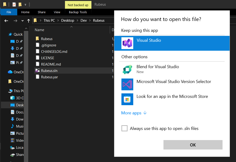 Screenshot of Opening the Project file
