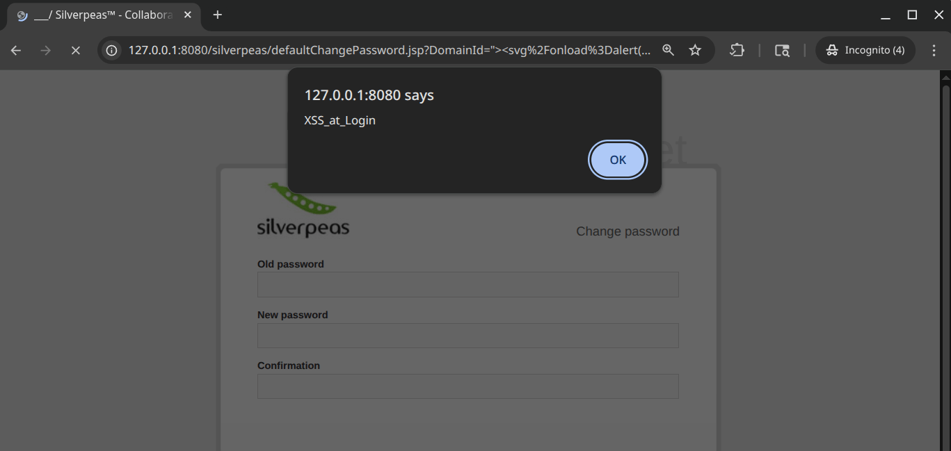 JavaScript executing after injection through the Login parameter