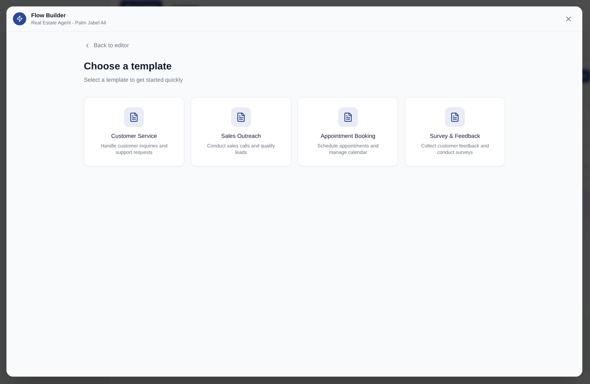 Template Selection Screen