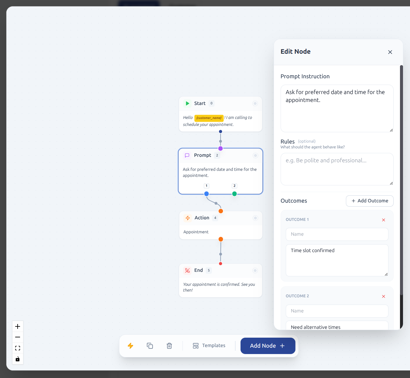 Conversation Branching with Outcomes