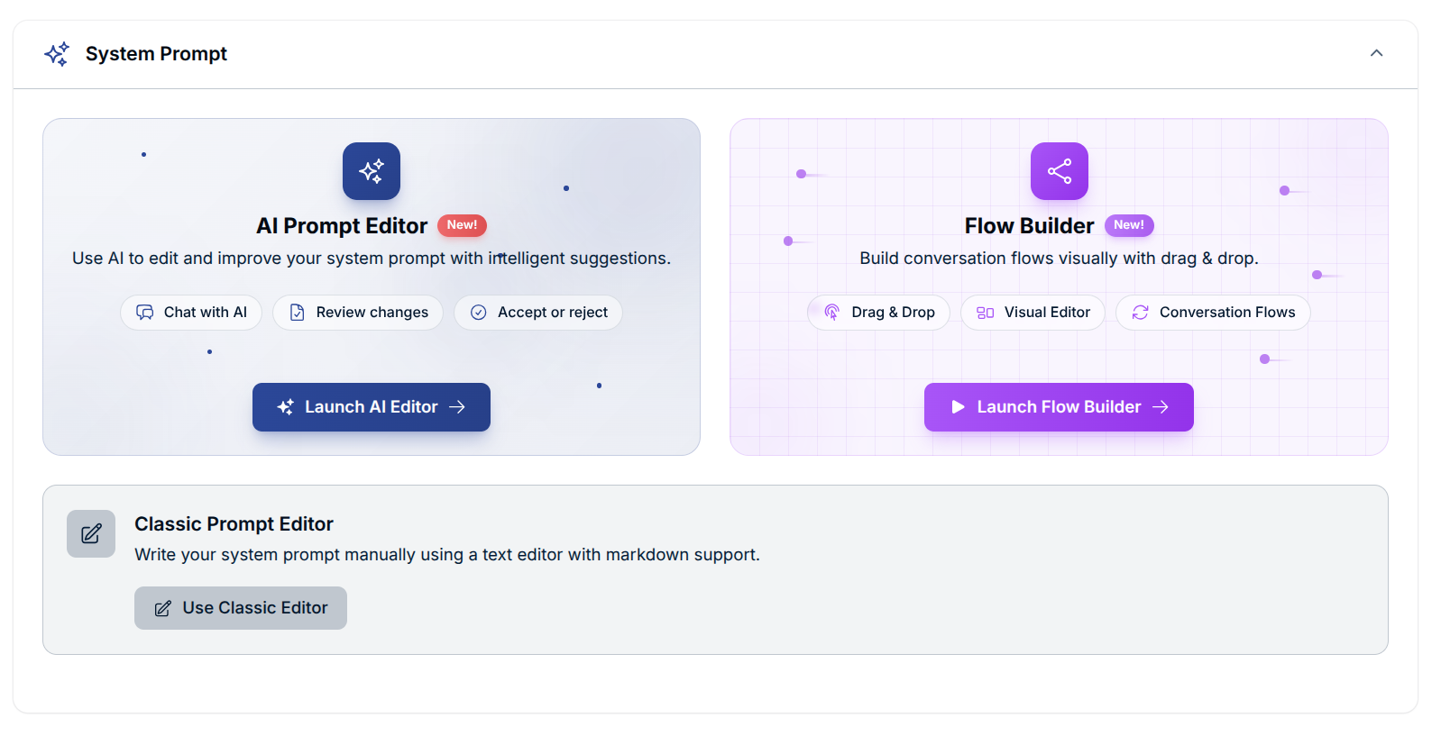 System Prompt Editing Options