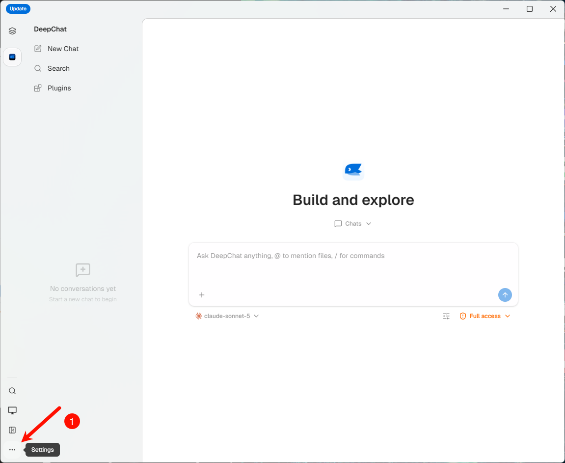 Open DeepChat settings