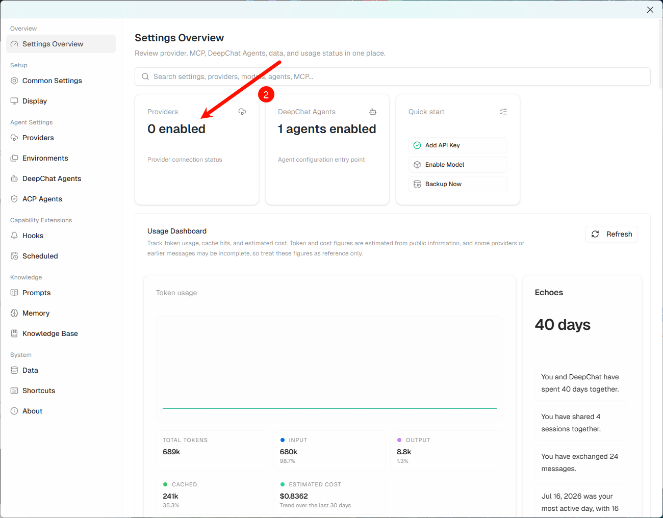 Go to DeepChat provider settings