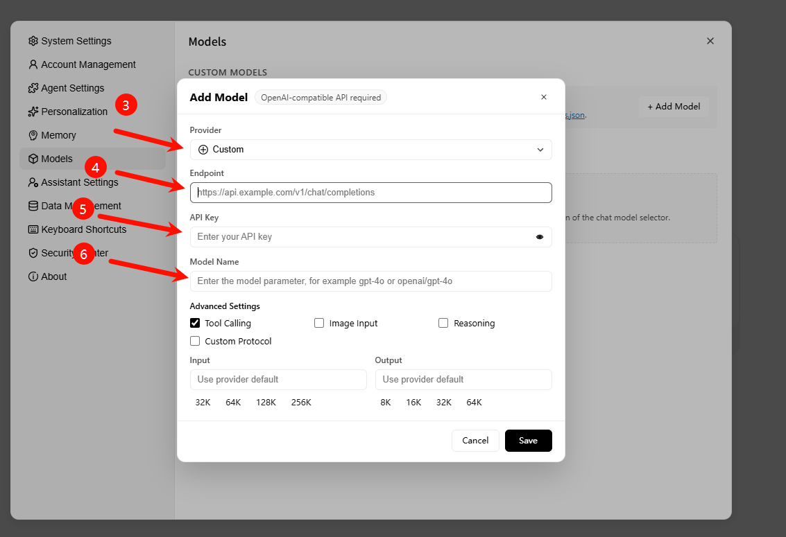 Choose the custom provider