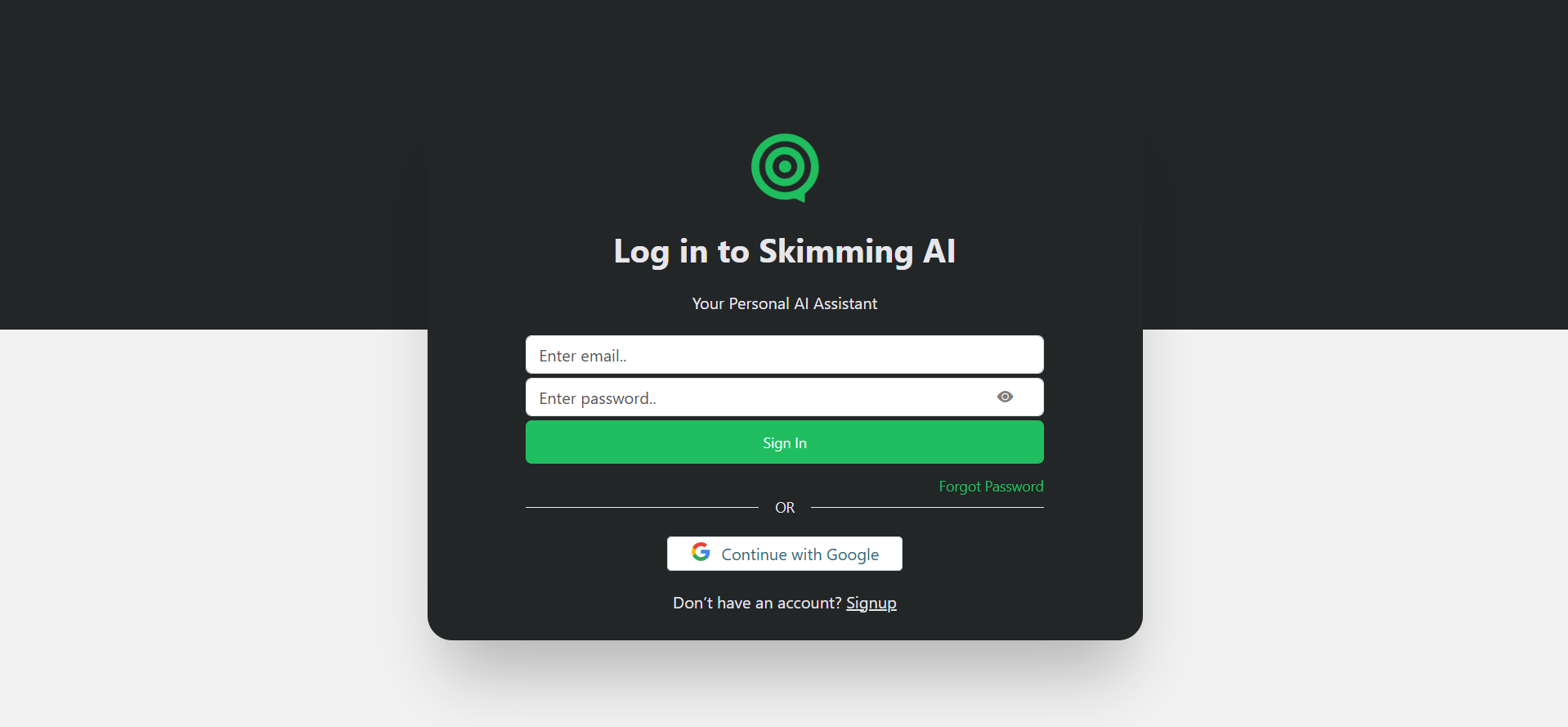 Skimming AI Login Page