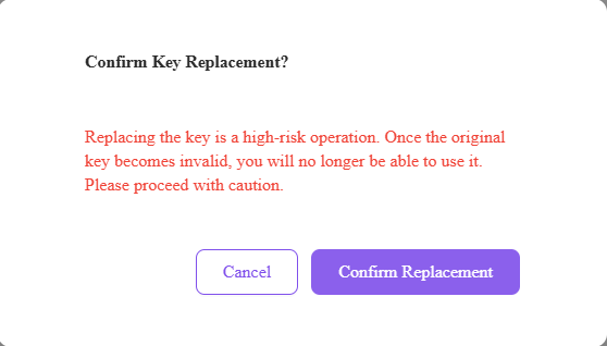 Confirm key replacement — secondary confirmation