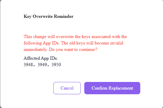Key overwrite reminder — partial business IDs