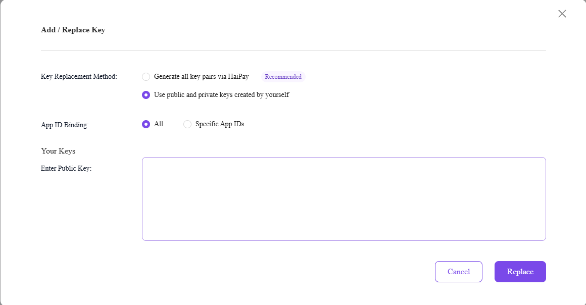 Use your own public/private keys