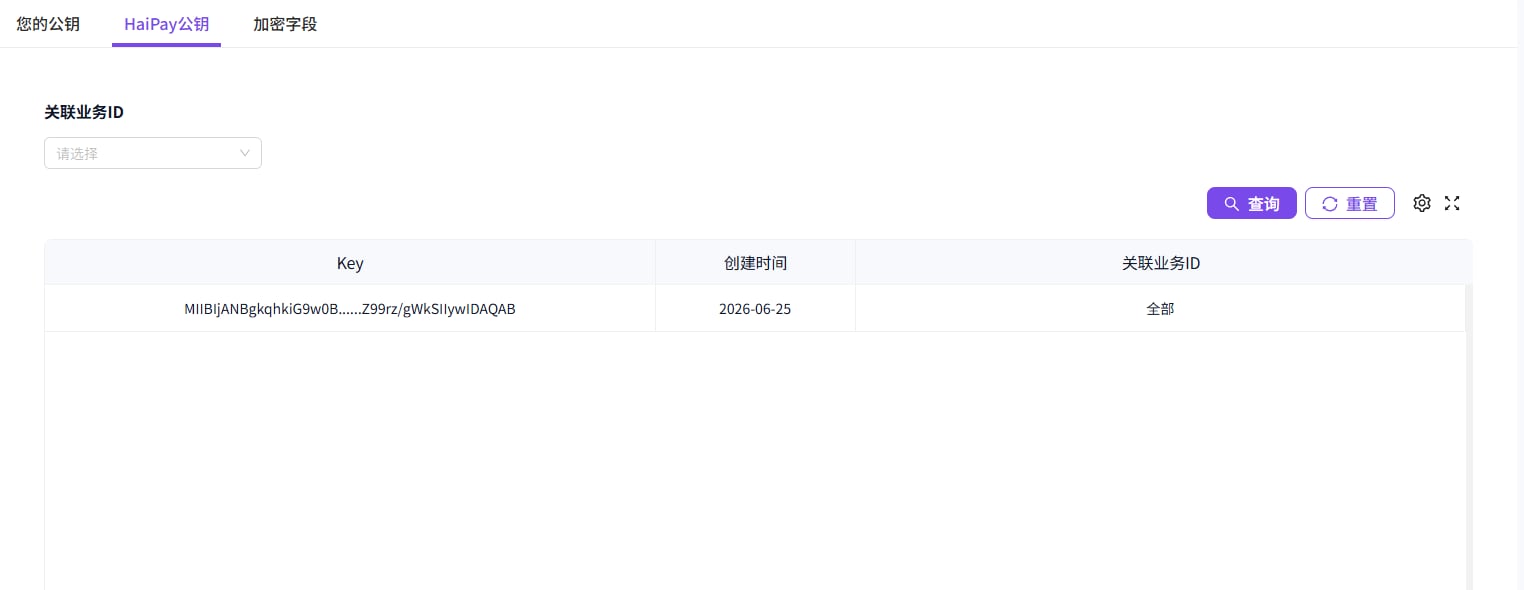 Haipay公钥标签页