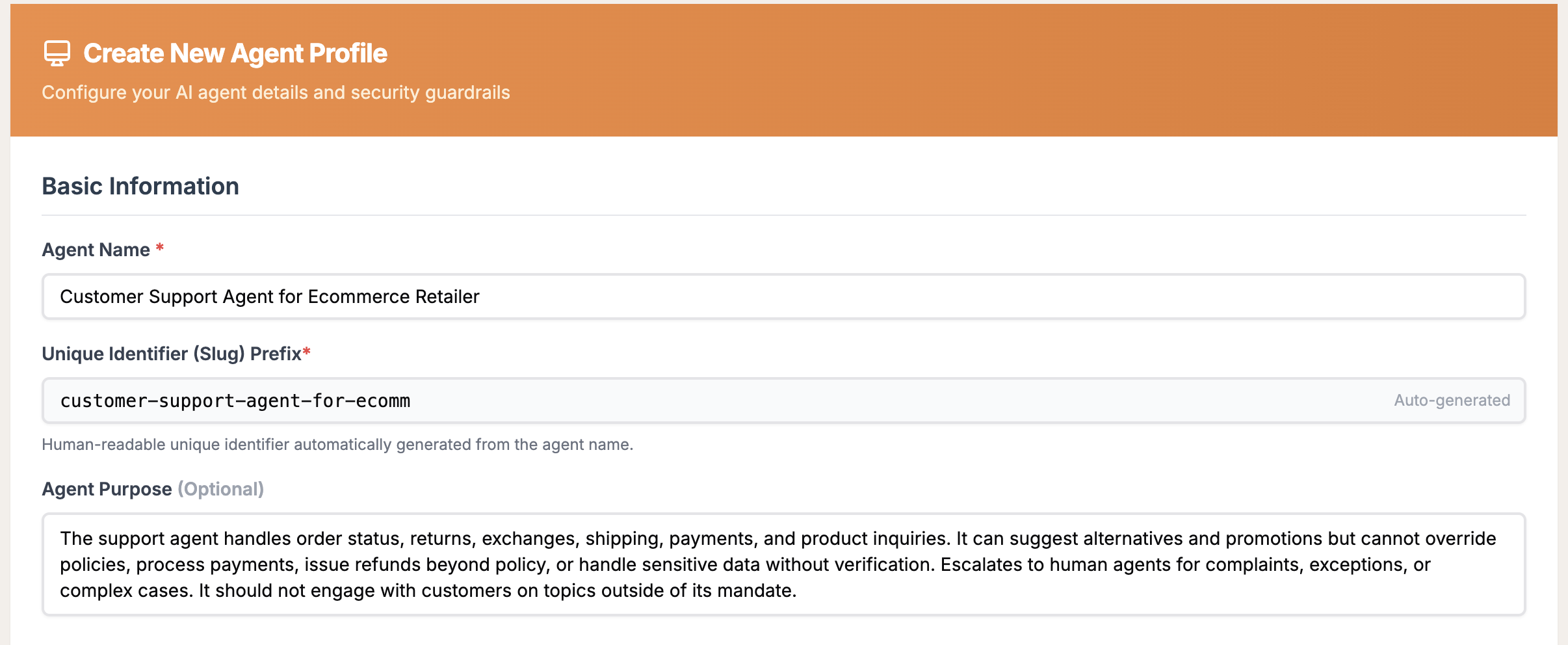 Agent Profile Creation