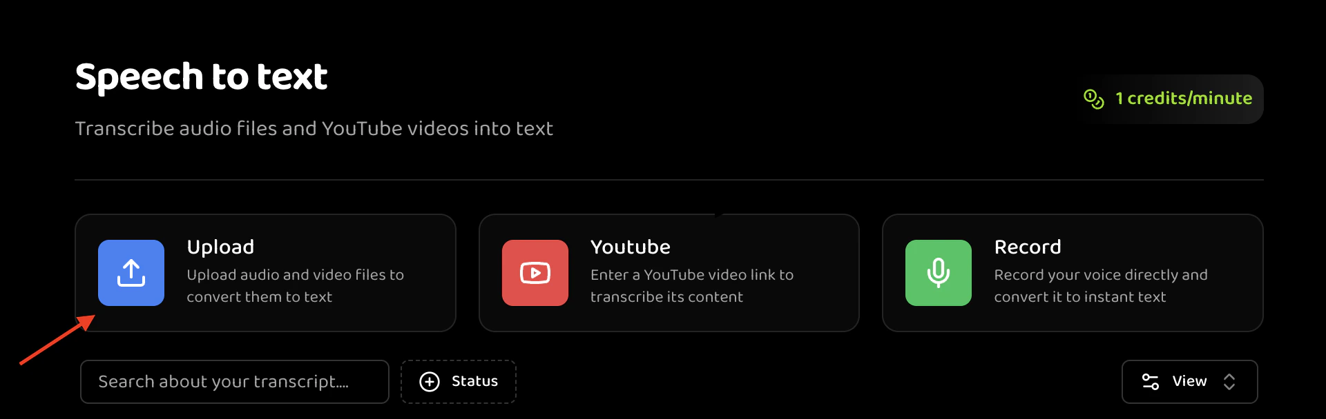 Navigate to Speech to Text section