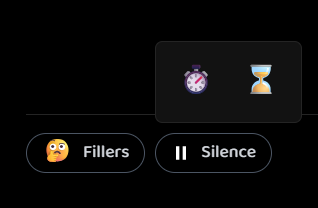 Silence button with short and long pause options (stopwatch and hourglass)