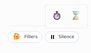 Silence button with short and long pause options (stopwatch and hourglass)