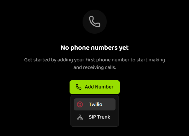 Phone Numbers section with Add Number button