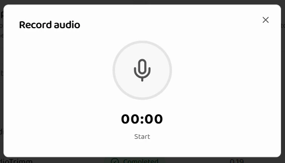 Record audio modal