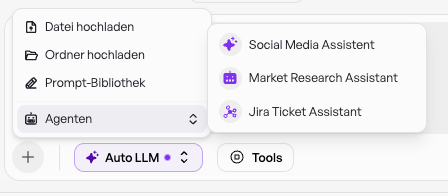 Agent Als Tool Auswählen Über Plus Symbol Im Chat 1