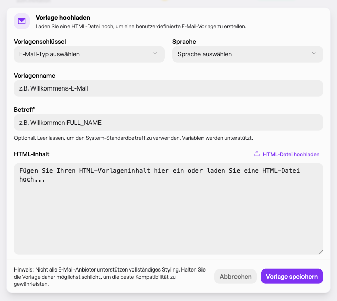 Admin Handbuch Mail Vorlagen Erstellen Und Speicherb