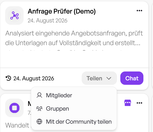 Assistent Im Marketplace Mit Community Teilen