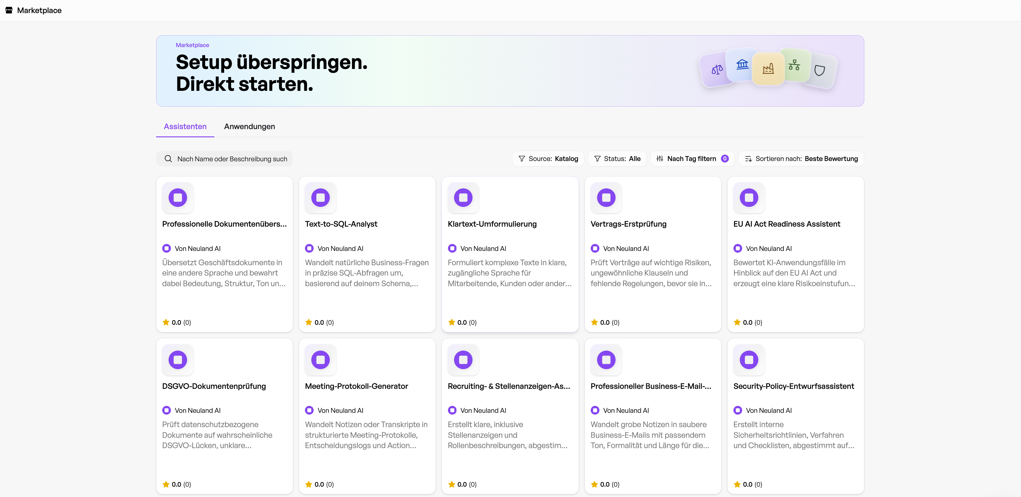 Marketplace Main Page