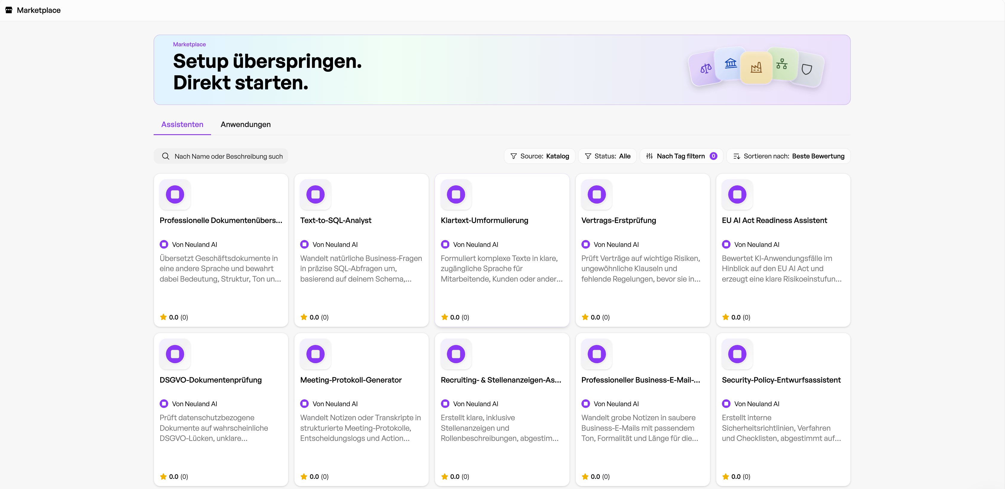 Marketplace Main Page