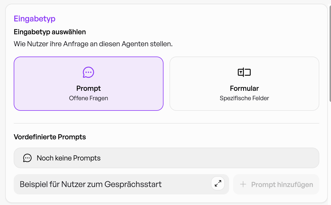 Beispiel Konfiguration Prompts