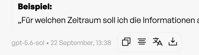 Modellauswahl Anzeige Chat Beispiel Handbuch September 2026