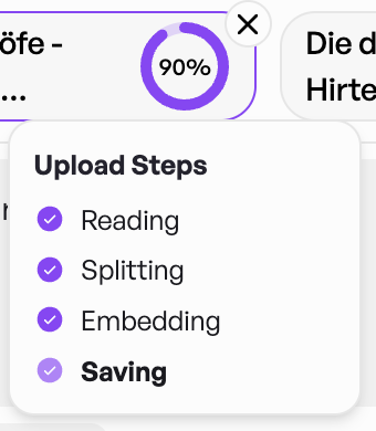 Status Vektorisierung Upload Dokumente