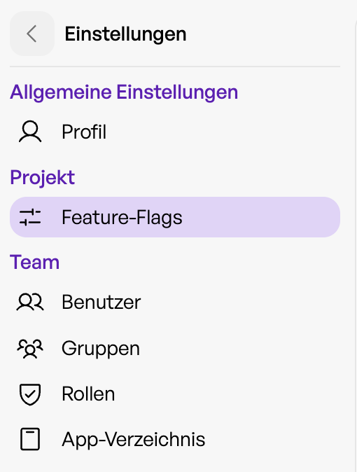 Feature Flags Übersicht Hub Admin Handbuch
