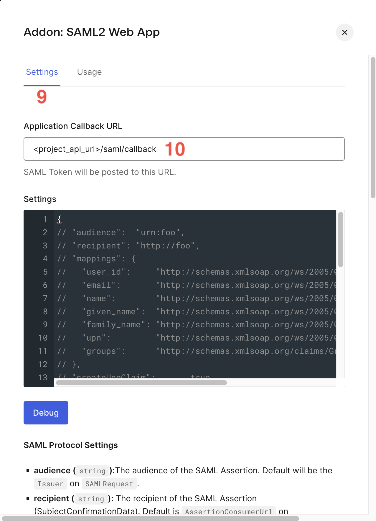 Provide Hanko tenant ACS URL in SAML addon settings