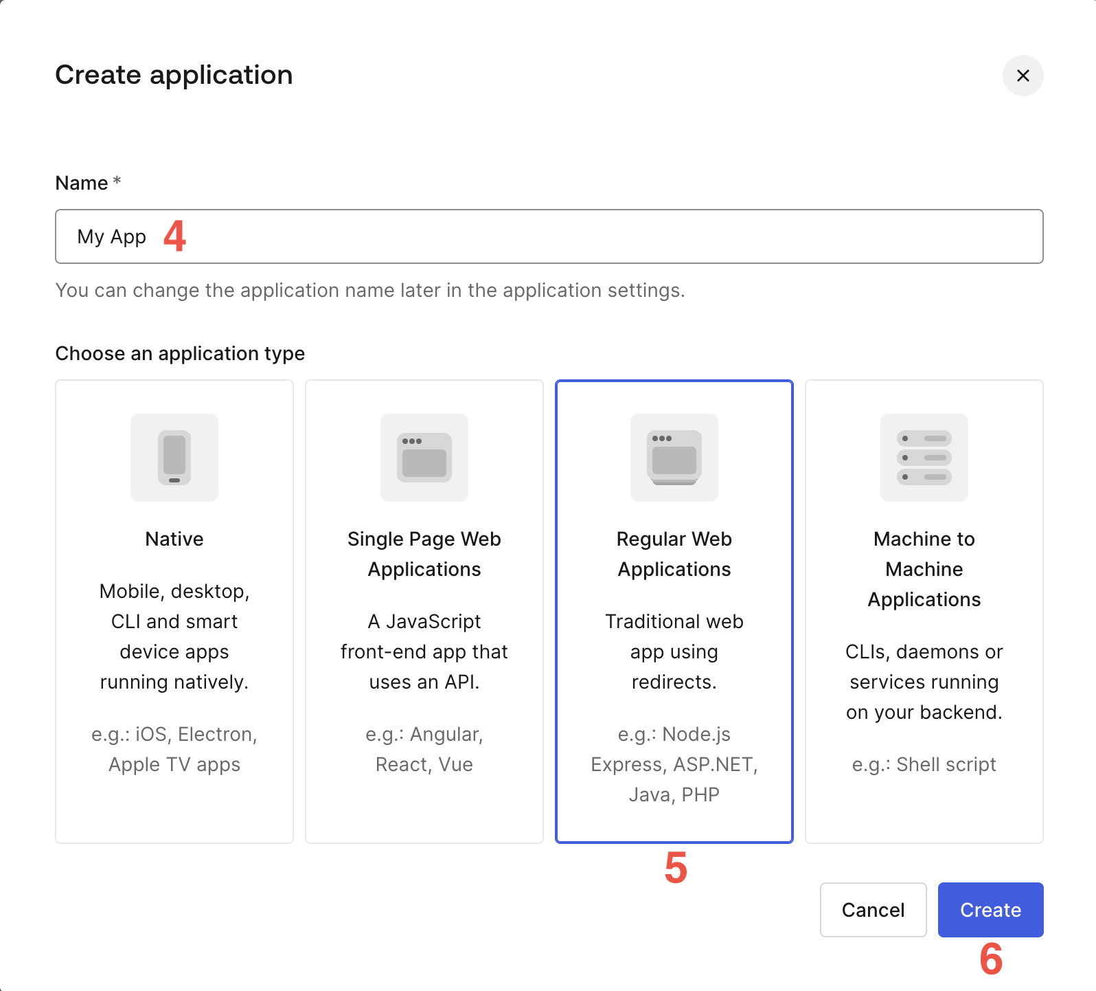 Create an Auth0 application from the admin dashboard