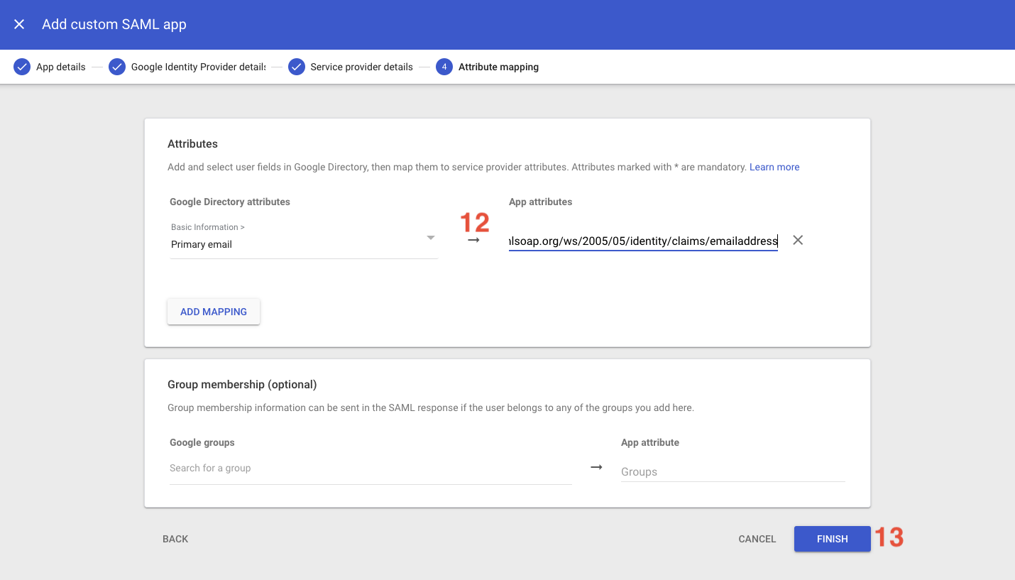 Create an attribute mapping for the email address