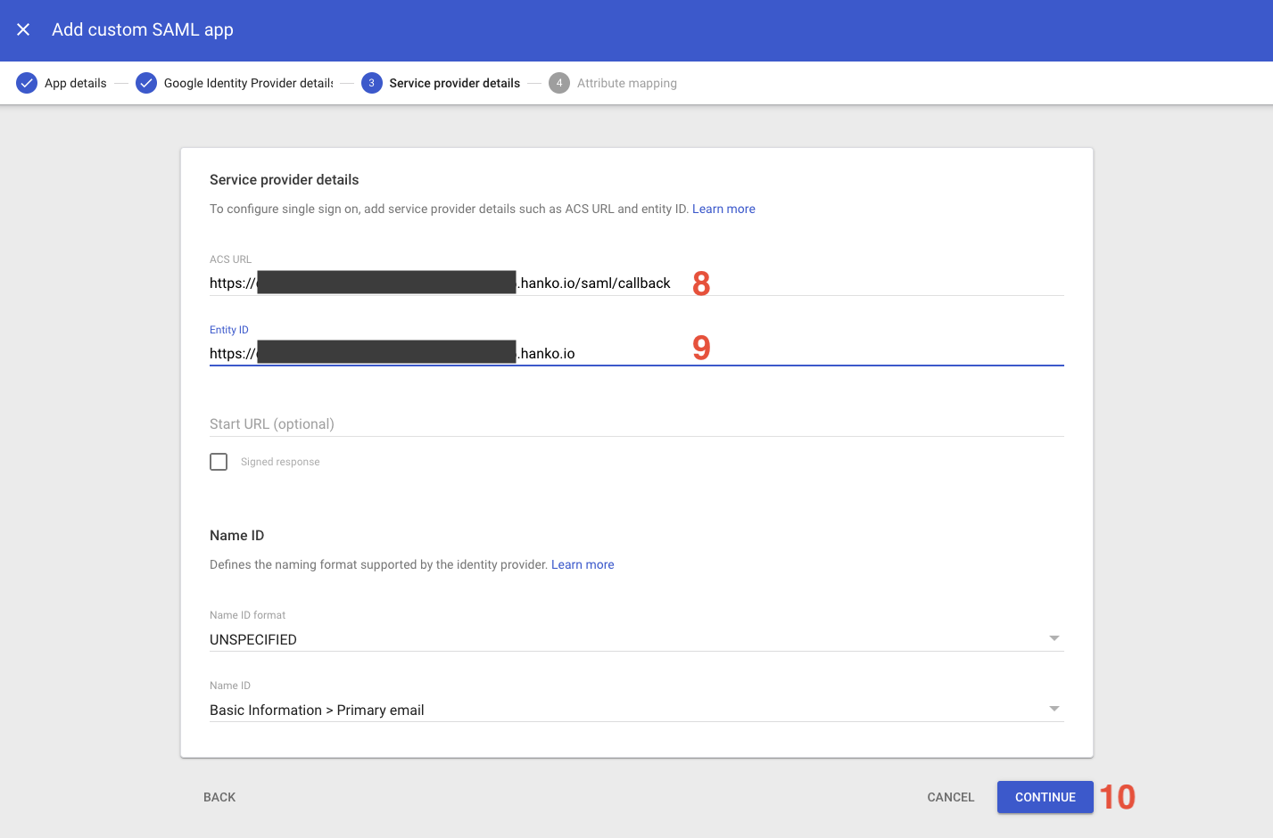 Provide Service Provider details