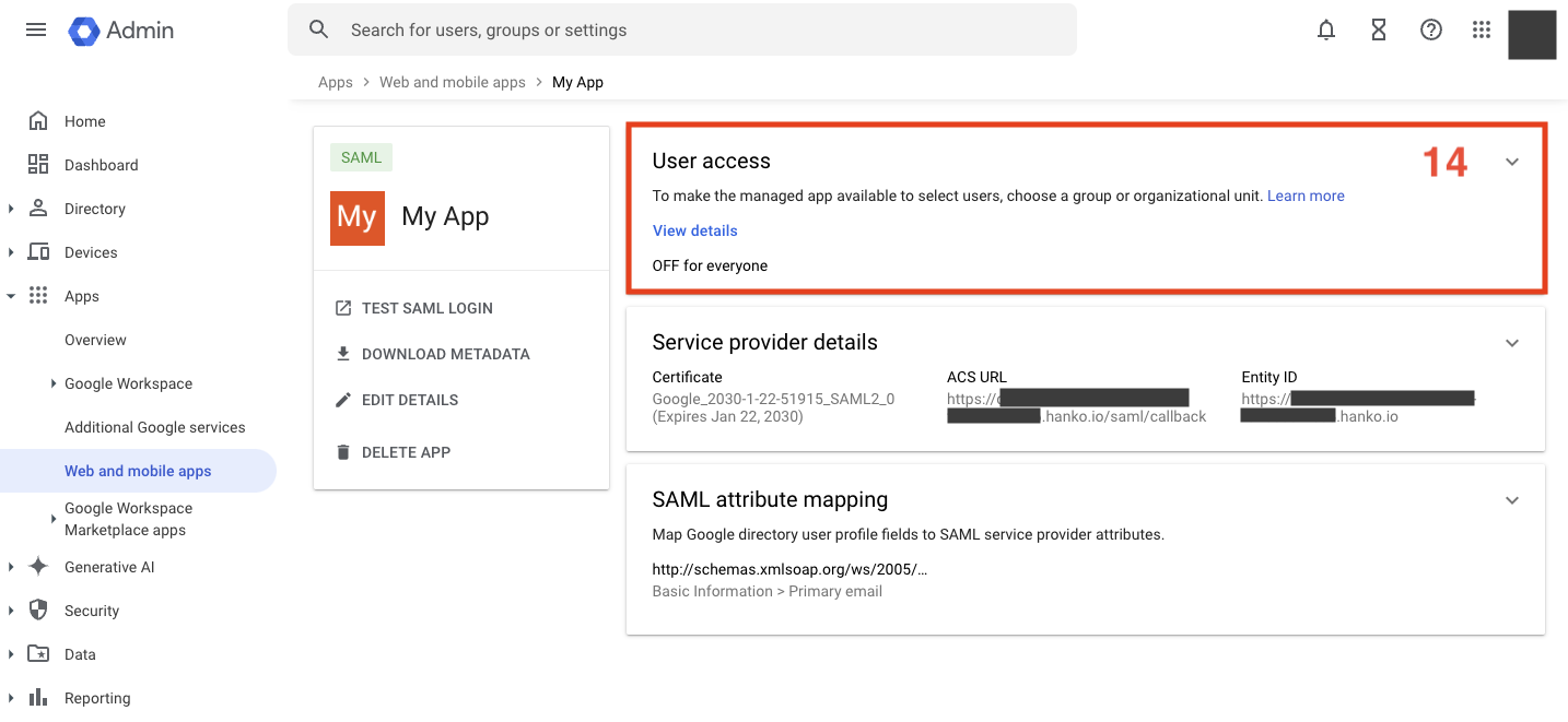 Configure user access for your application