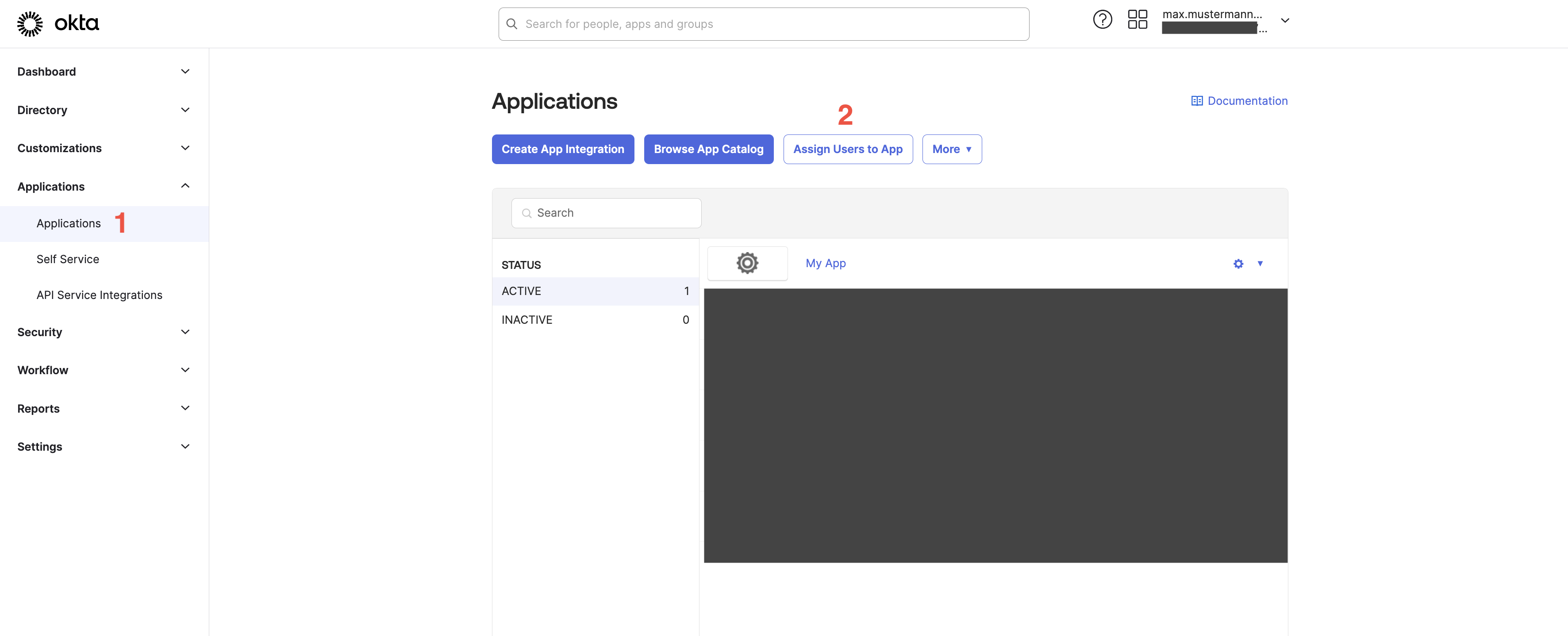 Assign users to apps in Applications settings