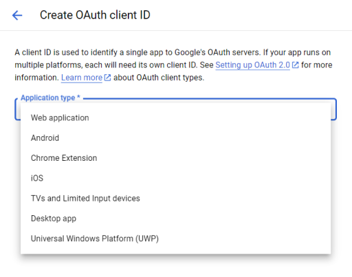 Google settings option