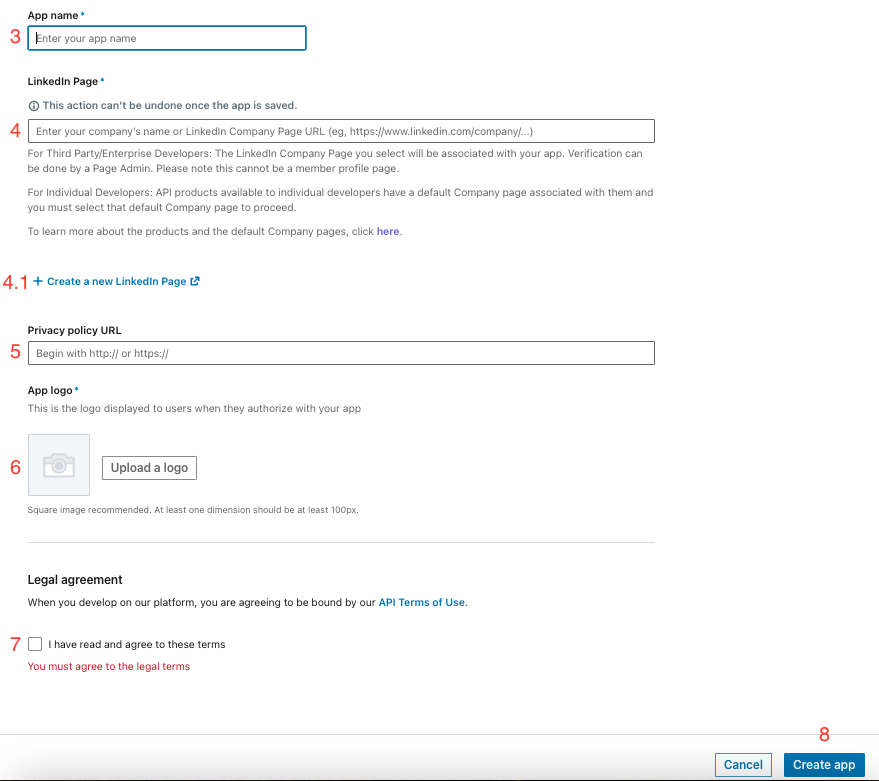 create linkedin app