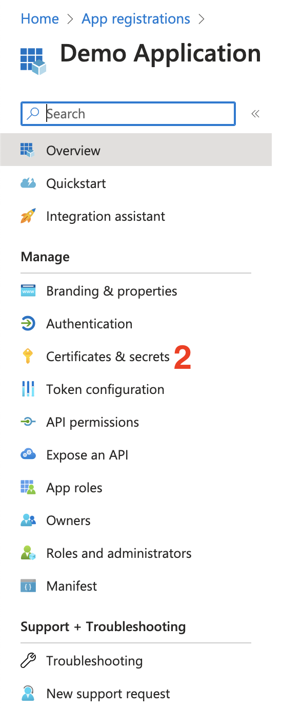 View app certificates and secrets