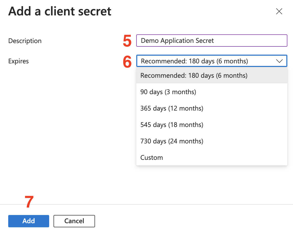 Configure new client secret