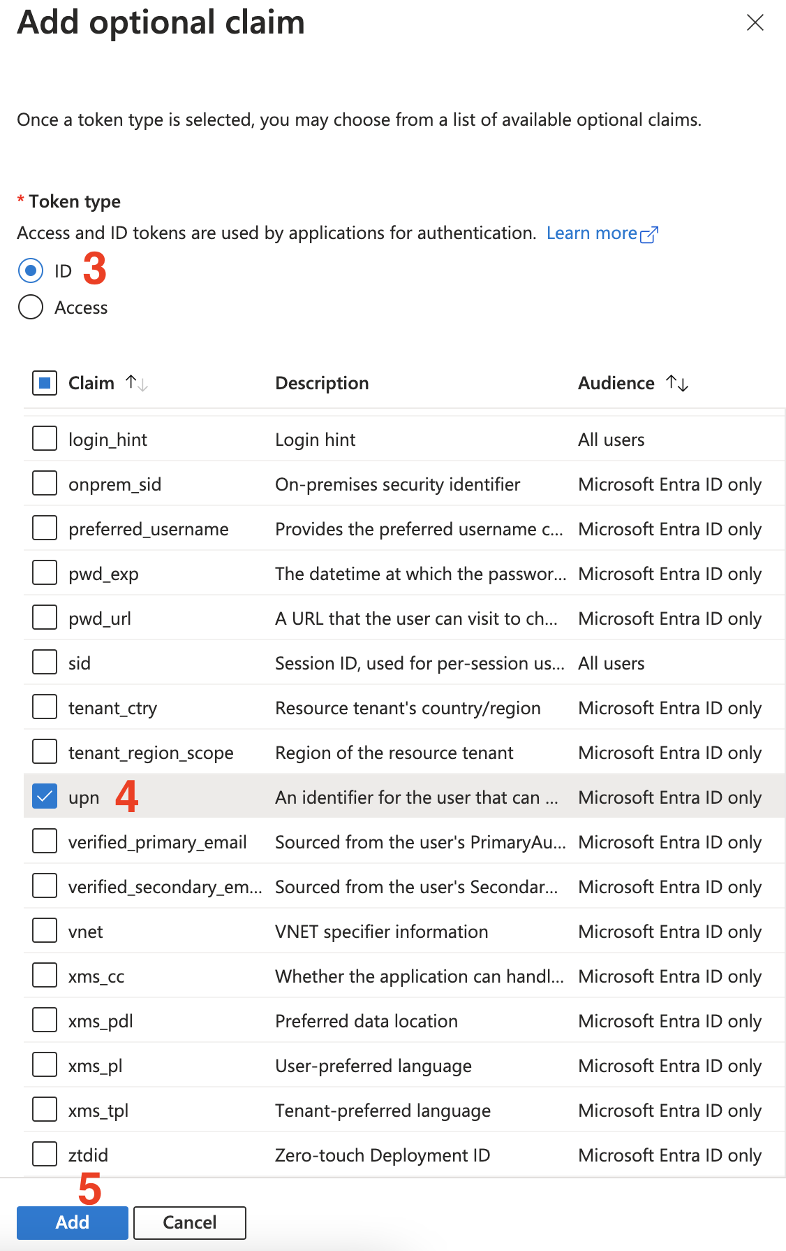Configure optional claim