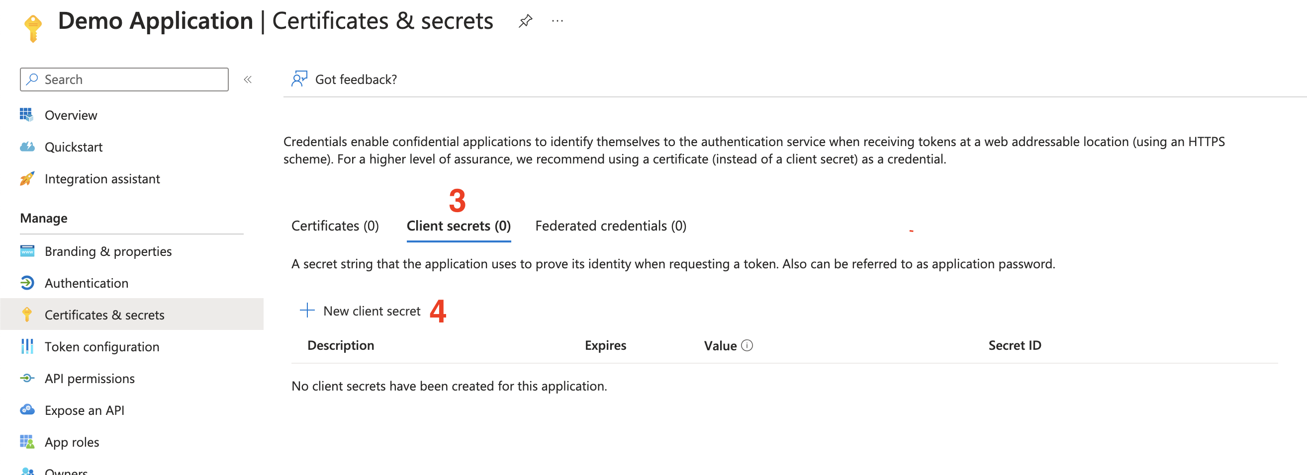 Request new client secret