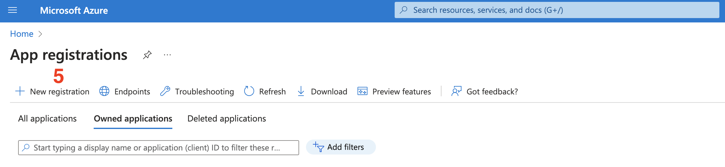 Request new app registration