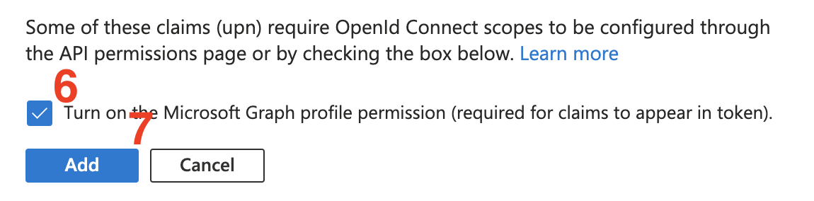 Set Microsoft Graph permissions for the upn claim