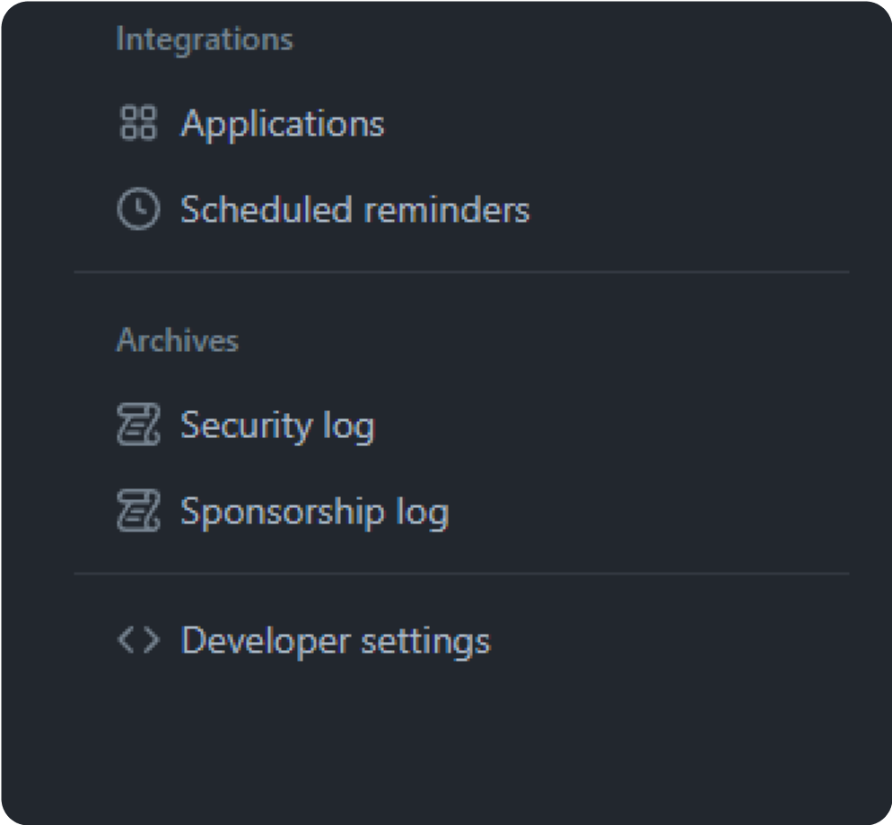 GitHub developer settings