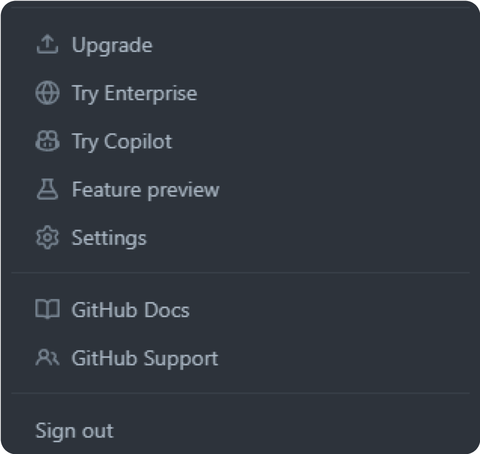 GitHub settings option
