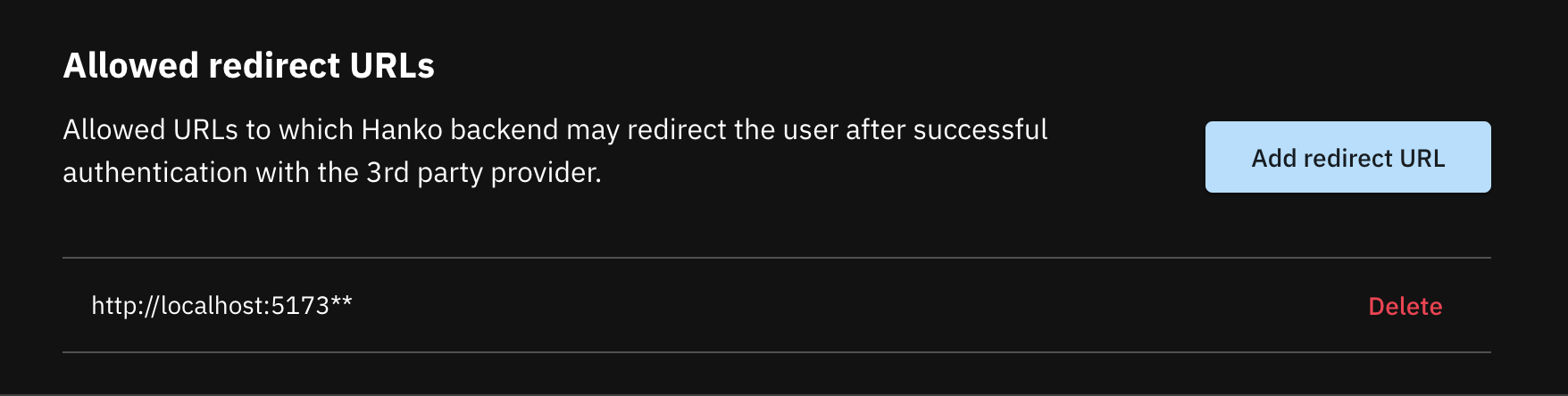 Hanko allowed redirect url