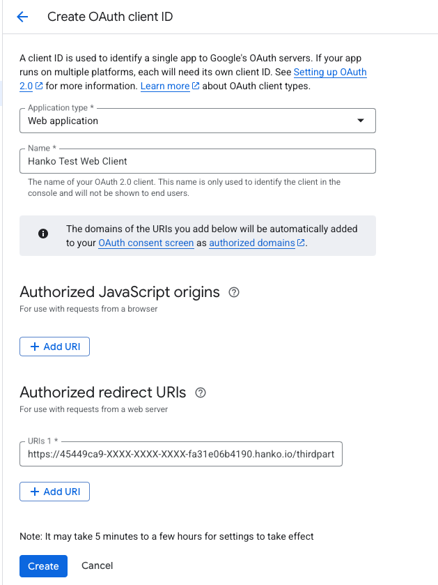 Google auth client setup