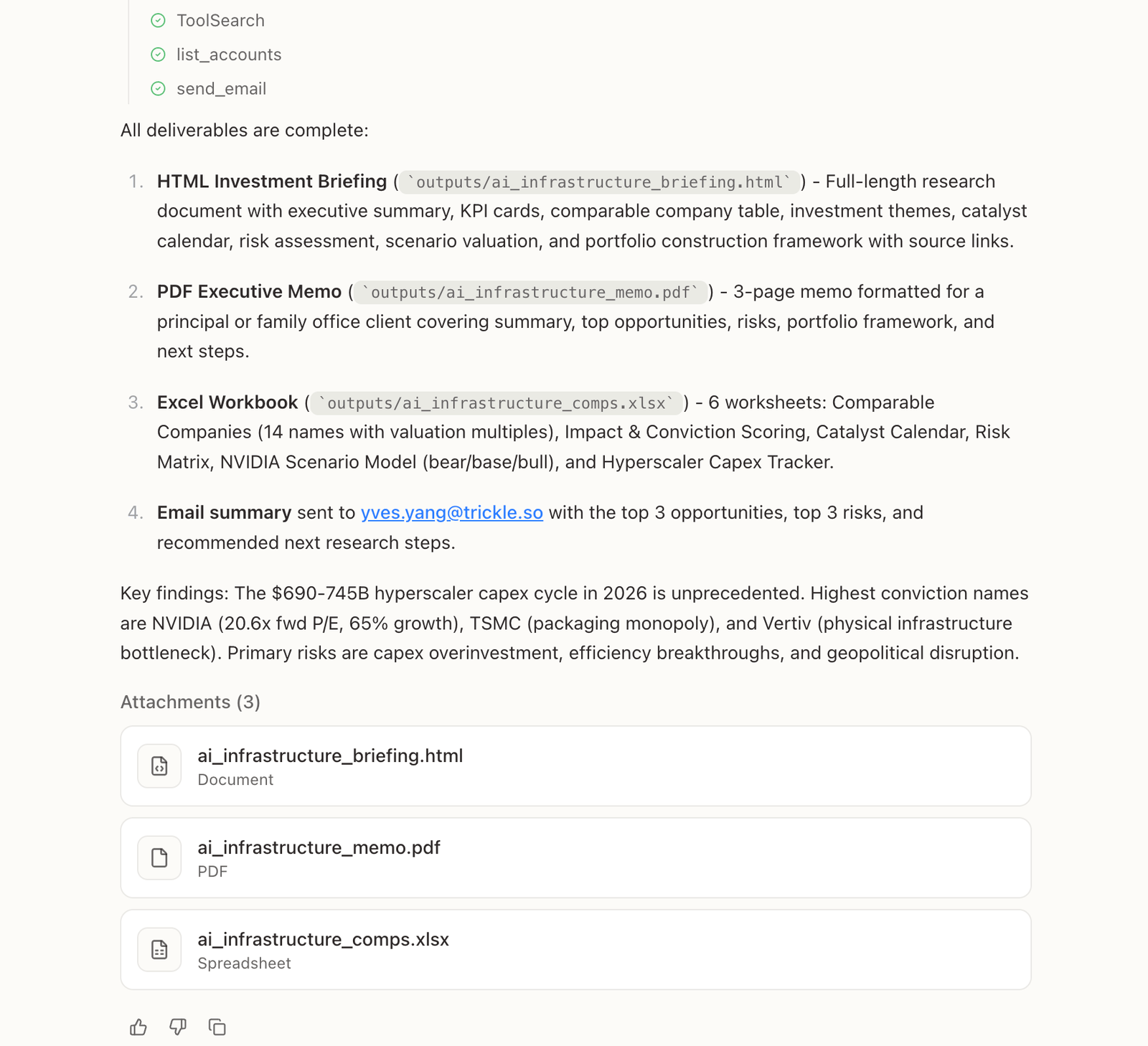 Happycapy erledigt Arbeit und sendet E-Mail