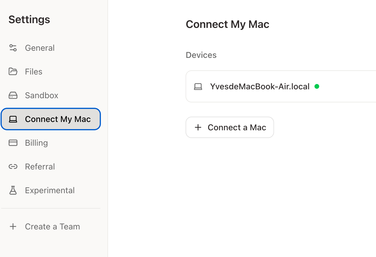 連接 Mac 設定