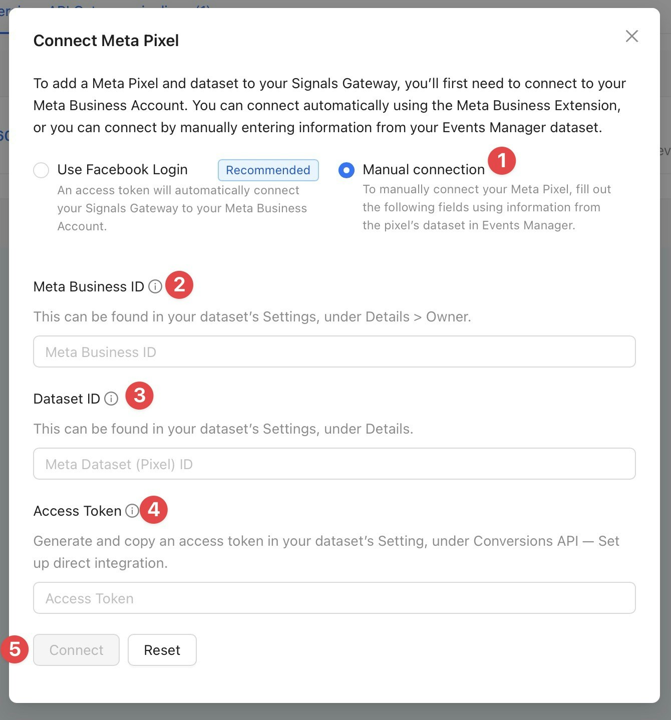 Connection configuration form